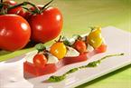 „Virtuelle” Tomaten-Tarte mit frischem Ziegenkäse